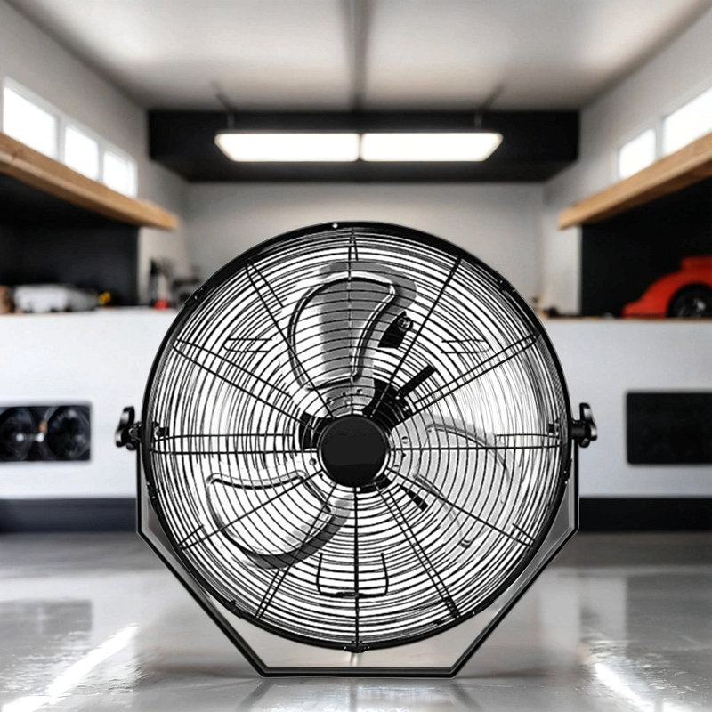 20 po Ventilateur mural en métal noir à 3 vitesses