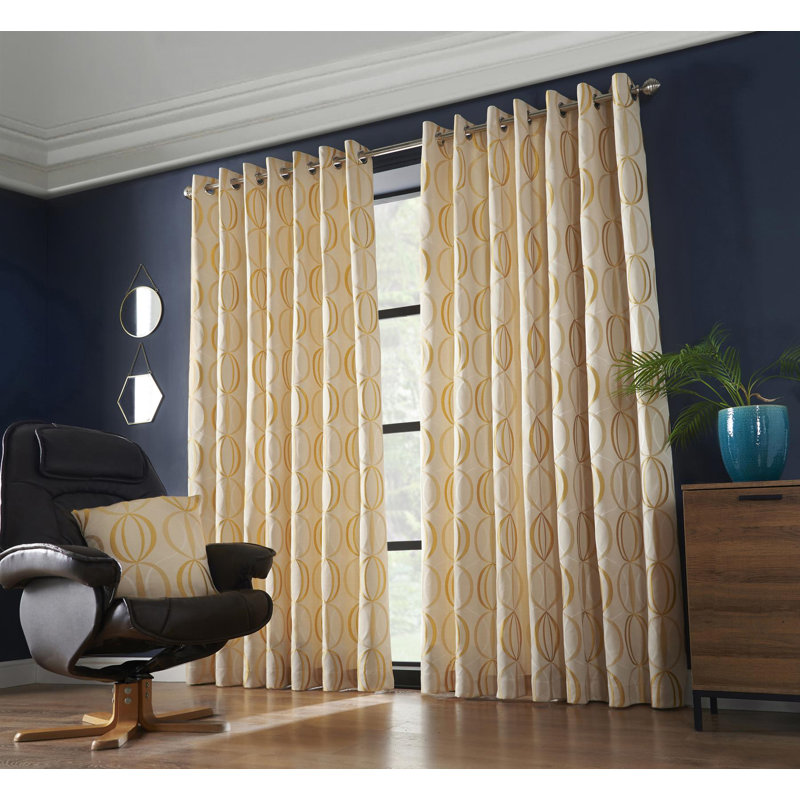 Maldonado Owen Eyelet Ring Top Room Darkening Curtains, Ochre, 229 x 274 cm