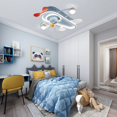 25" Alcinda 8 - Blade LED Flush Mount Ceiling Fan with Remote Control and Light Kit Included