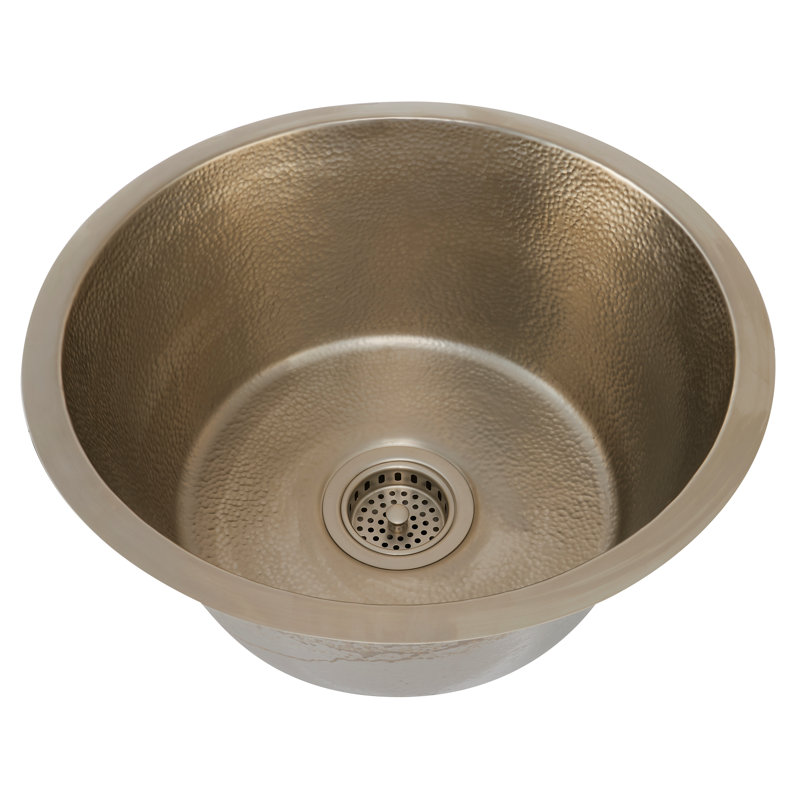 Évier de cuisine en métal sculpté L 17,25 po x l 17,25 po, Argent nickel