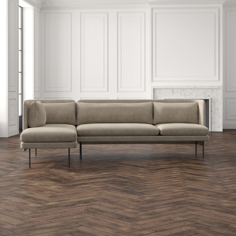 Bloke Chaise Sectional, Tait Stone Textured Basketweave, Left Hand Facing
