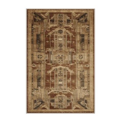 Tapis beige Art Deco lavable à la machine