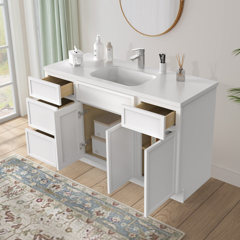 54'' Single Bathroom Vanity Base Only, White