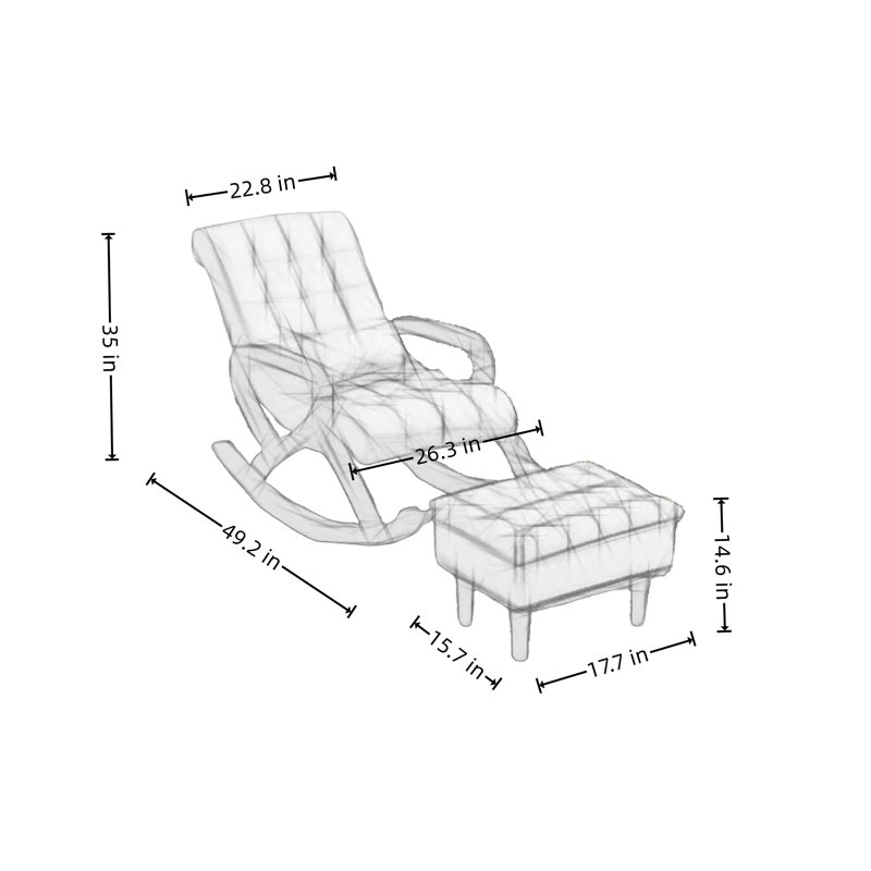 Chaise berçante en bois massif, Orange