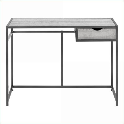 Bureaux d'ordinateur, bureau à domicile contemporain de 42 po avec tiroir de rangement, métal noir stratifié gris | Gris | Panneau de fibres à densité moyenne