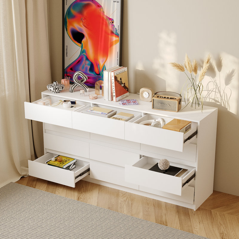 12-Drawer Chest With Elegent Design, White
