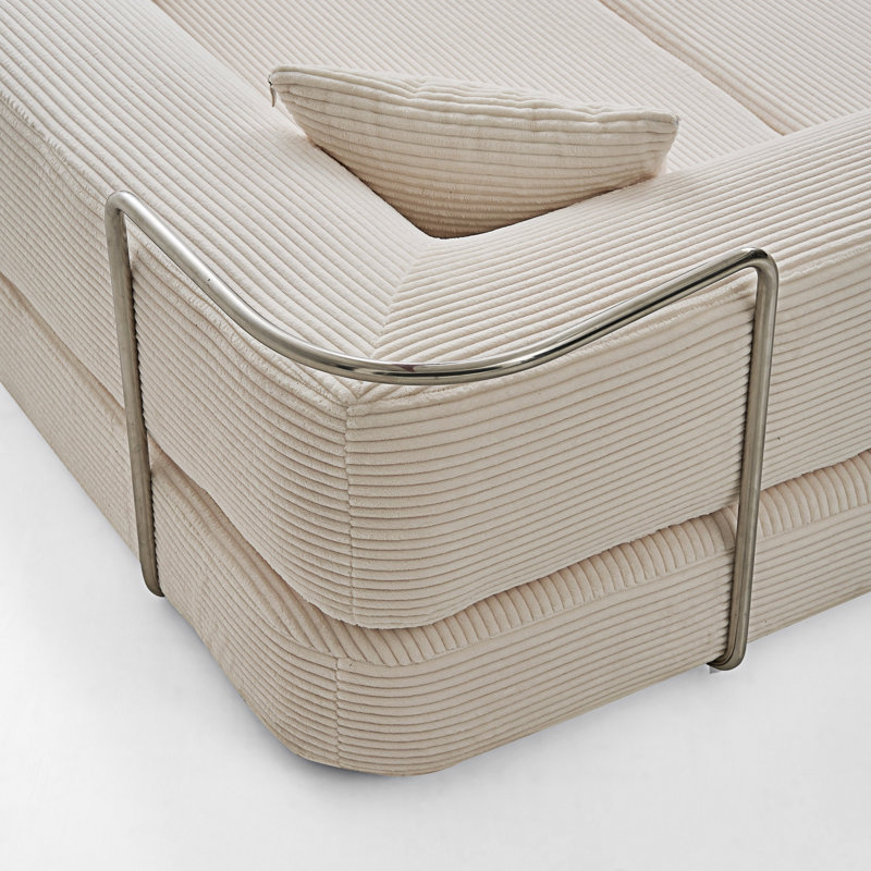 Canapé-lit compressé avec coussin, Crème