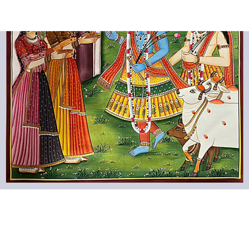 Divinités indiennes Krishna et Balarama Bienvenue | Art Pichwai