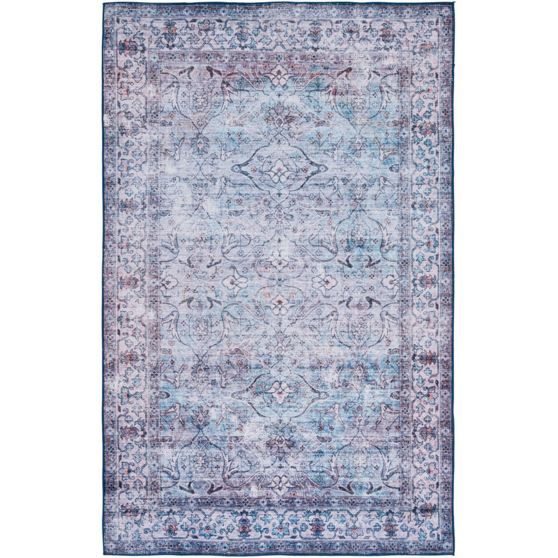 Ziebarth 173 M/W S/R Area Rug In Aqua / Pink, Rectangle 5' x 8'