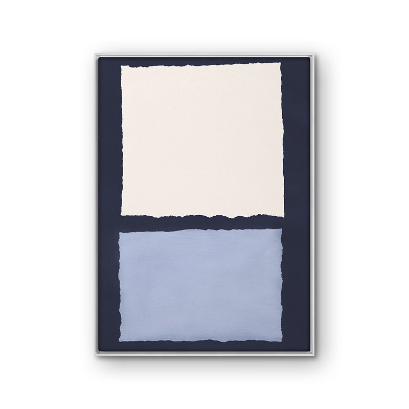 «Blue Colorblock 1» par Kyle Goderwis, peinture sur toile encadrée