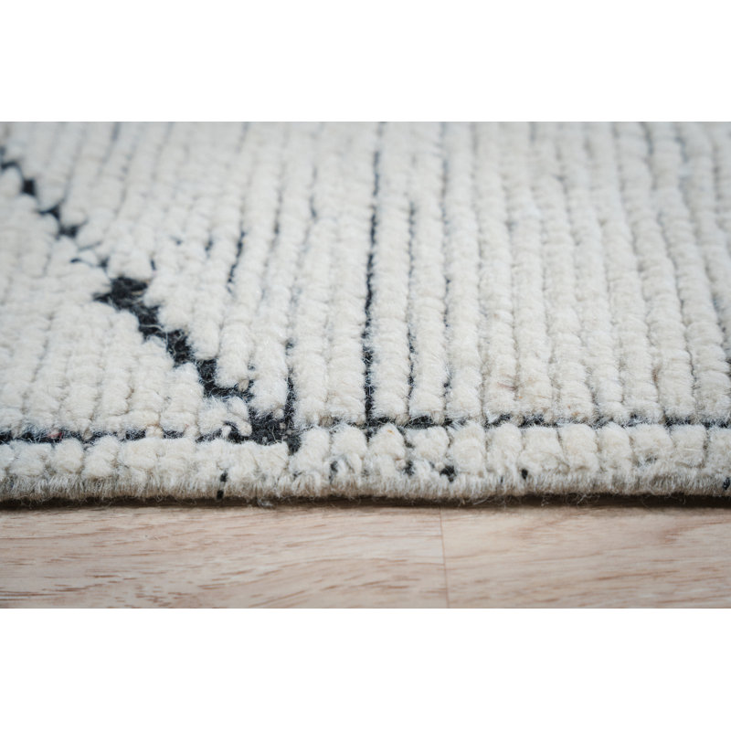 Tapis ivoire raffiné en laine noué à la main Marrakech, Rectangle de 5 pi x 8 pi