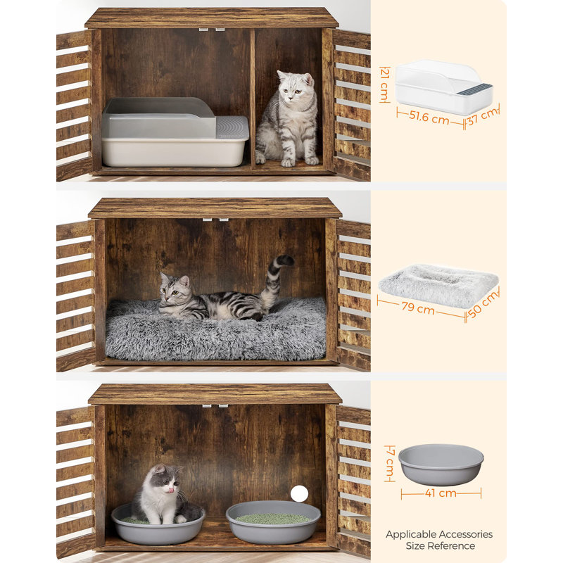Engineered Wood Litter Box Enclosure, Rustic Brown