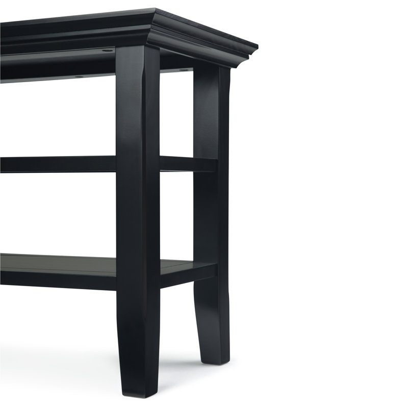 Acadian Solid Wood Transitional Table with Open Shelves, 20"H x 14"W x 24"D, Black