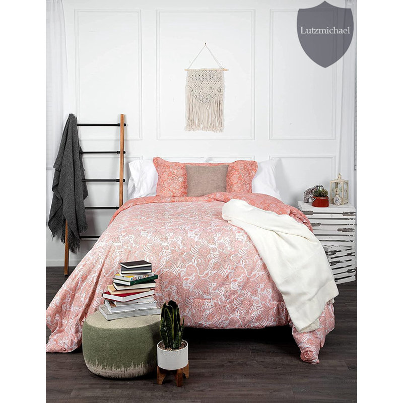 Ensemble d'édredon en microfibre 3 pièces , Rose, Édredon double / grand + 2 taies décoratives sta