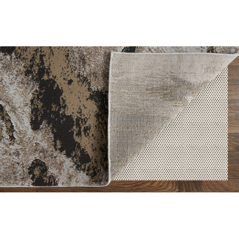 Runner Georgeann Abstract Machine Woven Gray/Brown Area Rug