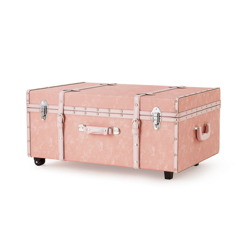Texture Storage Trunk with Wheels - Marbled Pattern, Jeans Pink