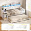 Lit de jour simple avec lit gigogne escamotable, structure de lit de jour en bois de ferme avec 3 tiroirs de rangement et tablettes, lit de jour simple avec station de charge et lumières DEL pour la chambre à coucher, la chambre d'amis-774709645-797322160