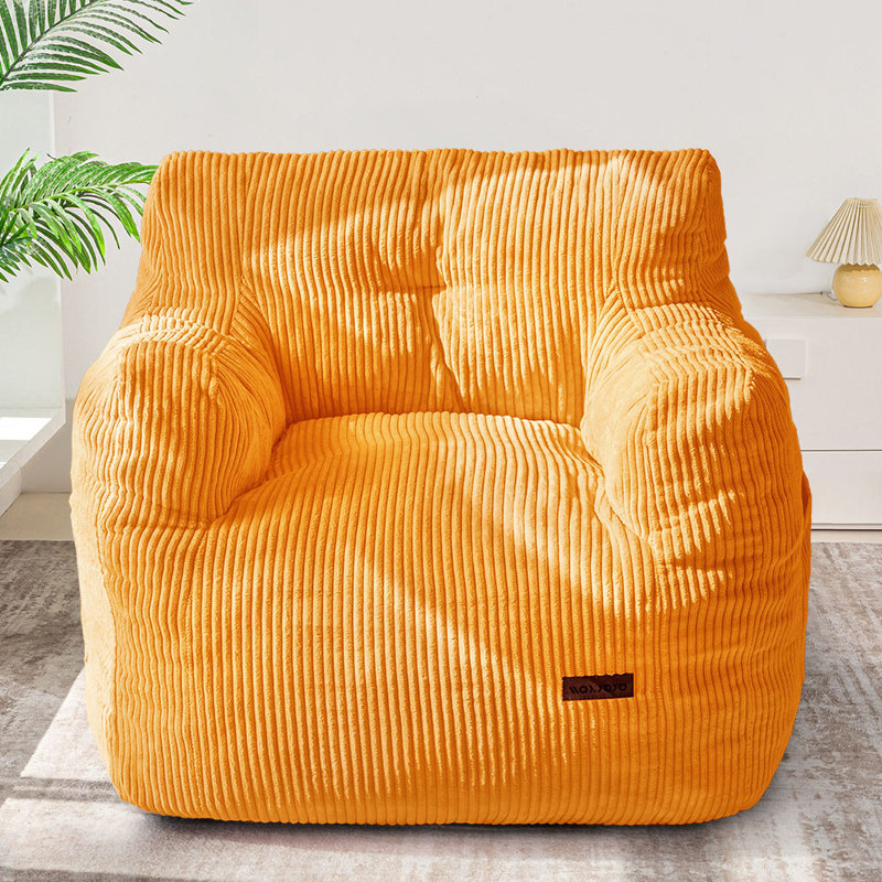 Fauteuil à billes en velours côtelé, Velours côtelé orange