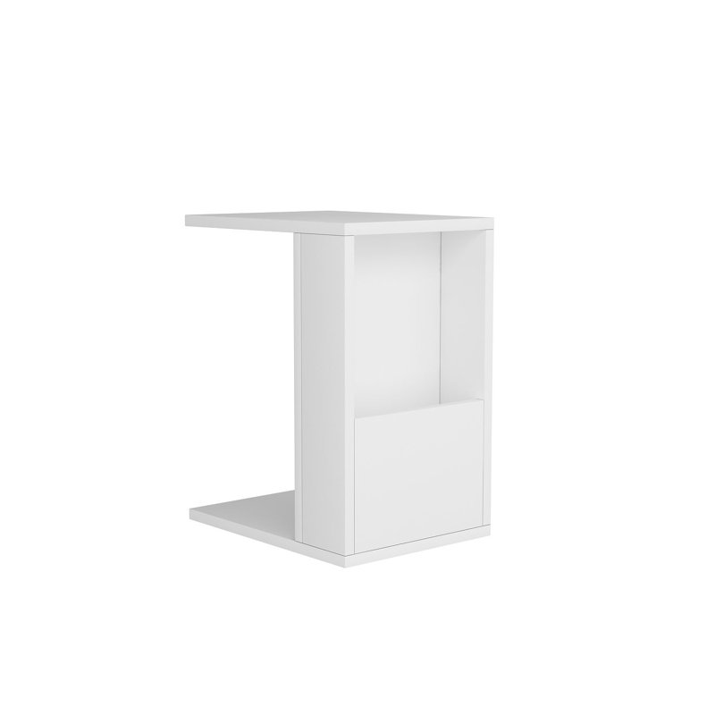 Table de bout avec tablette de rangement Brothwells, Blanc, Blanc