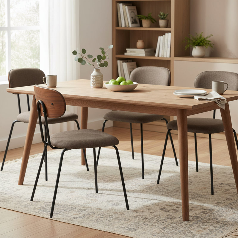 19'' H Stackable Modern Linen-like Fabric Upholstered Dining Chair With Metal Legs, Coffee