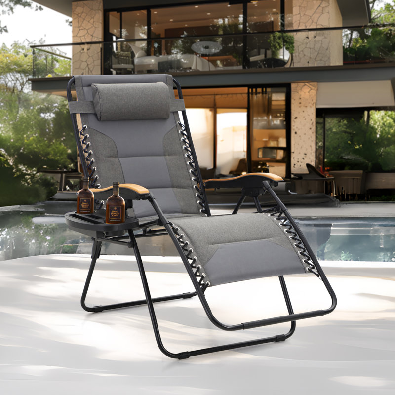 Fauteuil inclinable zéro gravité avec coussin Syril, Gris clair