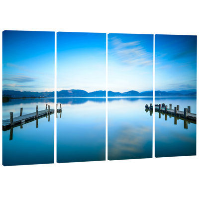 Two Wooden Piers in Blue Sea' 4 Piece Graphic Art on Wrapped Canvas Set -  Design Art, PT8370-271