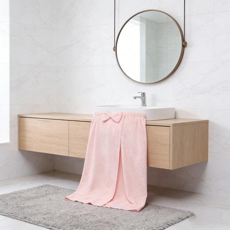 Bath Towel Robe for Women Spa Bath Robe,Lightweight Absorbent,Wearable Bath Wrap, Pink