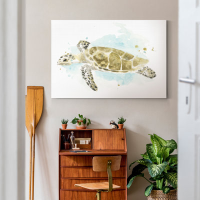 Aquarelle, tortue de mer, reproduction d’art sur toile