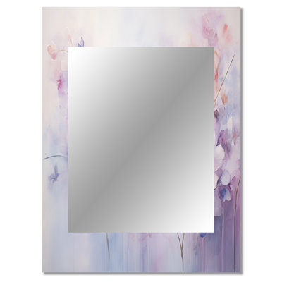 Purple Dreamy Florals I - Botanicals Decorative Mirror, Purple Wall Mirror, Printed Metal Art
