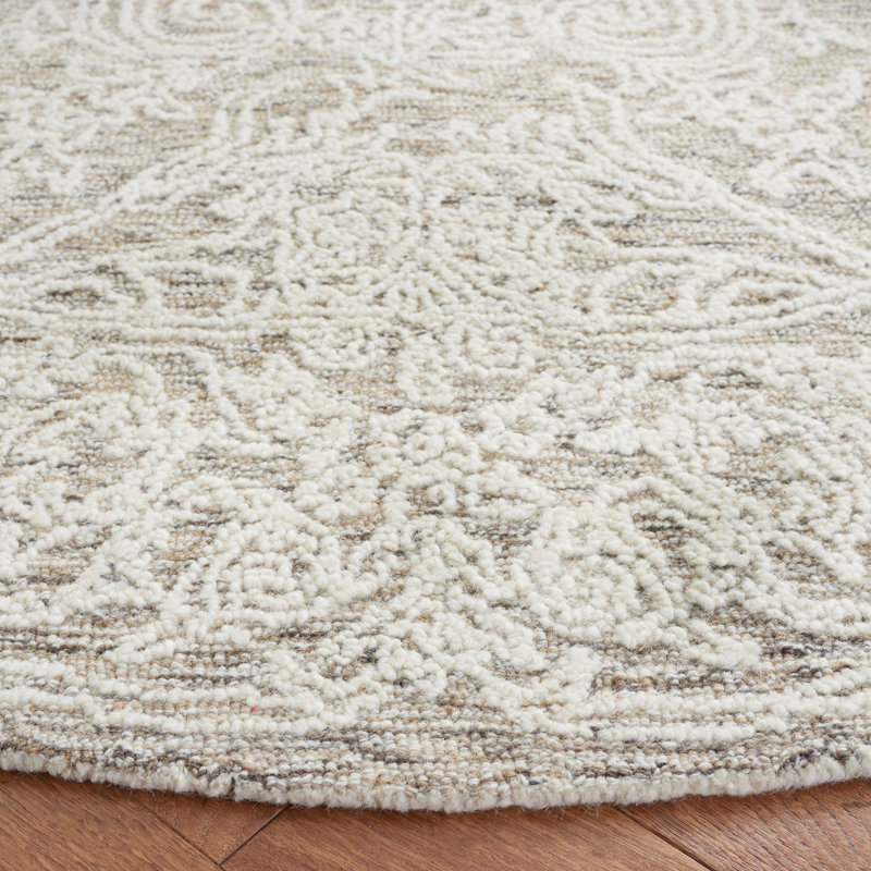 Abstract Hand Tufted Wool Oriental Rug, Round 6'