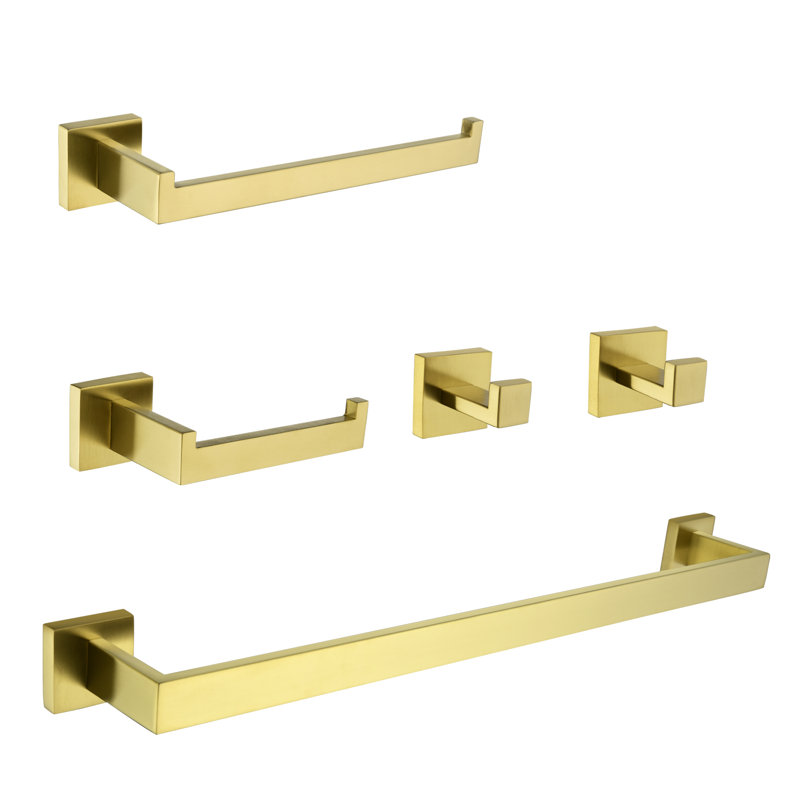 Ensemble de quincaillerie de salle de bain 5 pièces, Or brossé