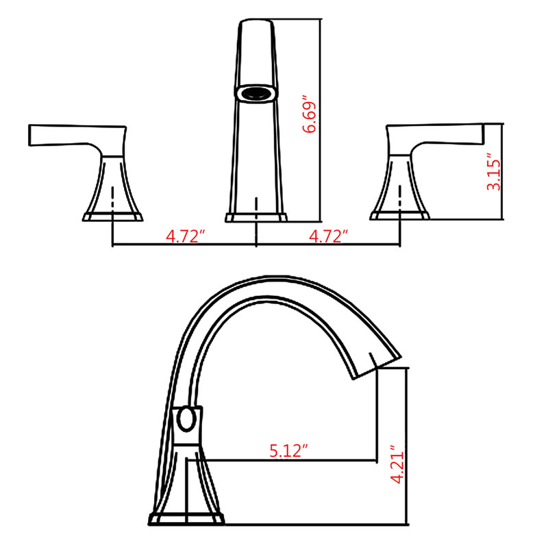 3 Hole Widespread Vanity Bath Faucet In Brushed Nickel With Two Handles - Advanced Ceramic Cartridge, Rust Handle Bathroom Drain Assembly Easy Installation, Precise Water Temperature Control