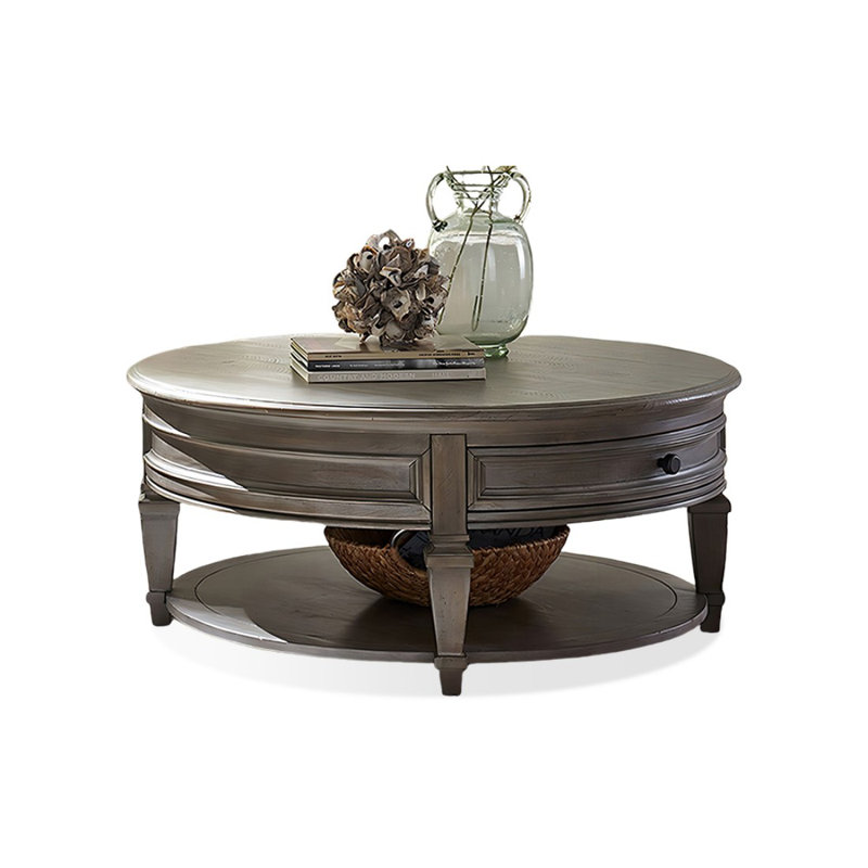 Retro Solid Wood Round Coffee Table