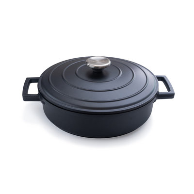 Belfry Kitchen Crowle 3.69 L Non-Stick Cast Iron Round Dutch Oven with Lid
