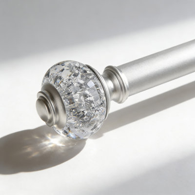 Telescoping Single Drapery Rod With Translucent Finials - Heavy-Duty 1 Inch Diameter Metal Curtain Rod For Wide Windows, Adjustable Length For Versatile Installation