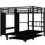 Lit superposé simple au-dessus de simple en métal noir avec lit gigogne, bureau pliable, placard intégré, indicateur de performance à réduction de bruit, plan de scénario d'utilisation durable, concept de construction sécurisée-2105430975