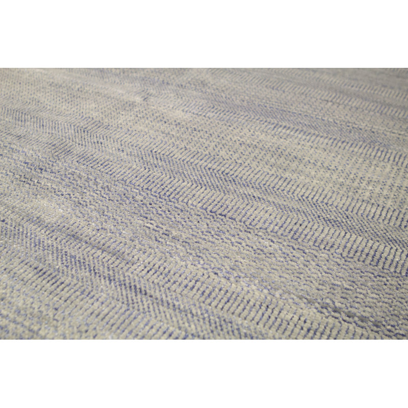 Tapis gris / bleu noué à la main de haute qualité