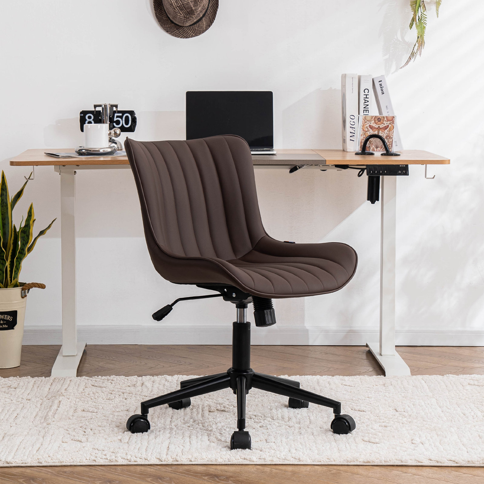Brionni Leather Office Chair, Brown Performance Faux Leather