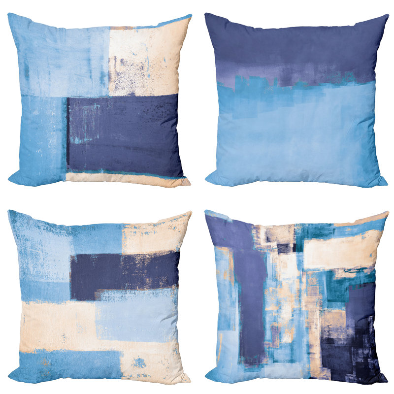 Reversible Pillow Cover, 20" H x 20" W, Dark Indigo Blue / Ecru