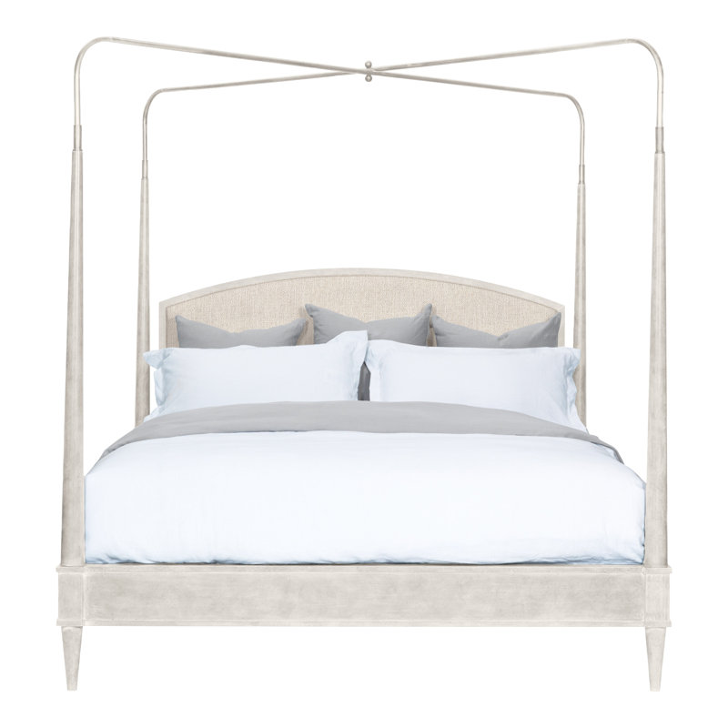 Anderkit Upholstered Canopy Bed, Instant Parchment, Casa Blanca