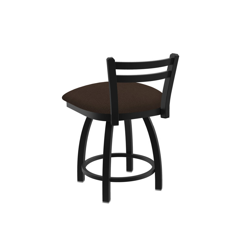 Tabouret de coiffeuse en métal Jackie, Noir froissé, Vinyle et café