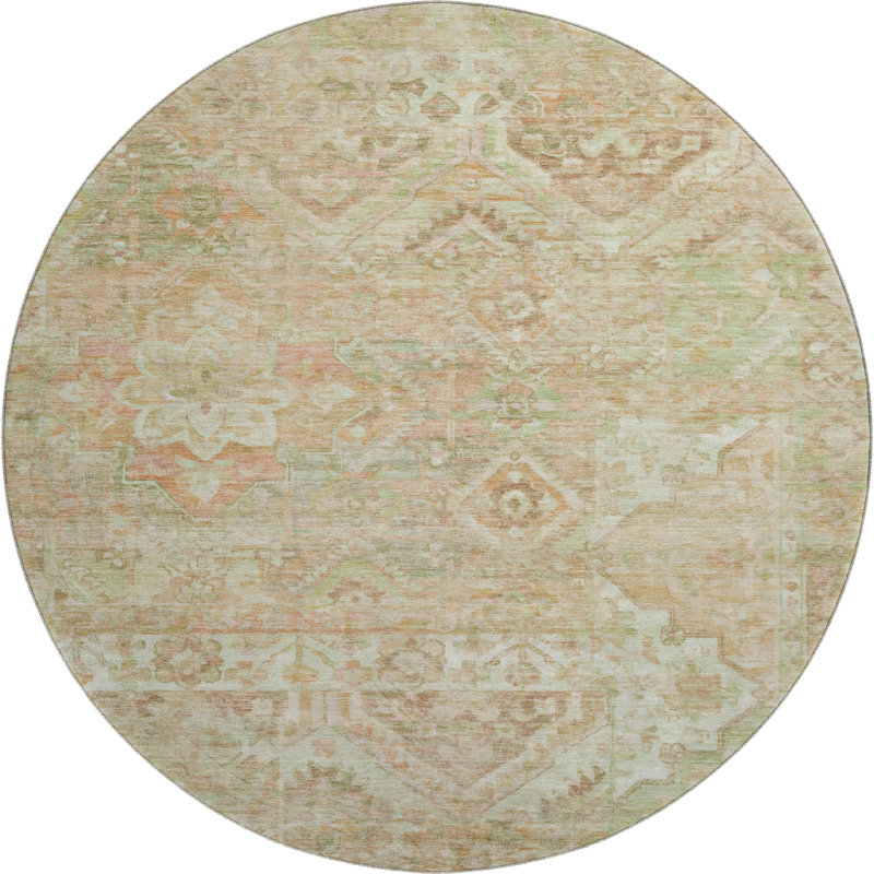 Premium Machine Washable Varasteh AMF1664 Global Rug, Round 8'