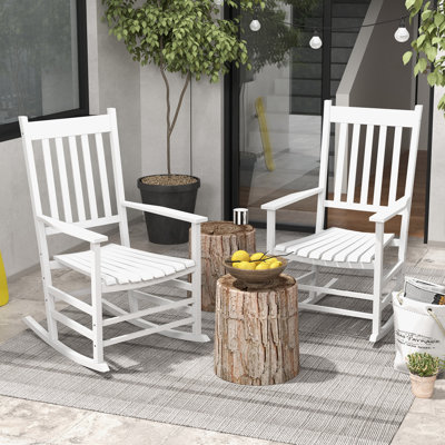 Outdoor Rockfield Rocking Solid Wood Chair by Beachcrest Home