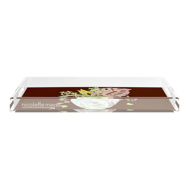 Monkey Large Jungle Acrylic Rectangle Decorative Tray, 12.5"W x 7.75"D x 2"H, Chocolate Lime