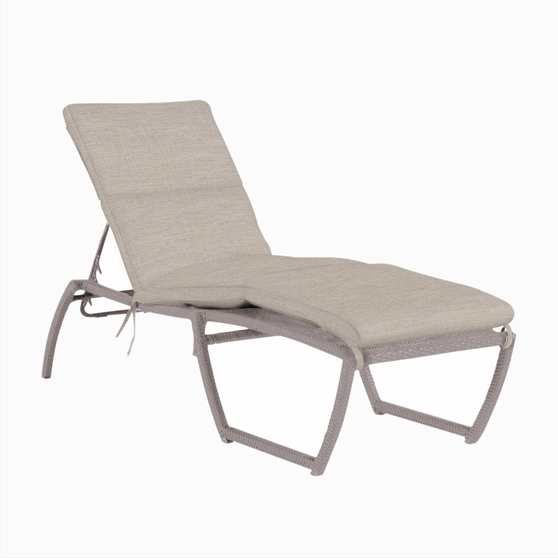 Skye 80.5" Long Reclining Single Chaise with Cushions, Oyster, Dove Sunbrella® Linen, No Welt