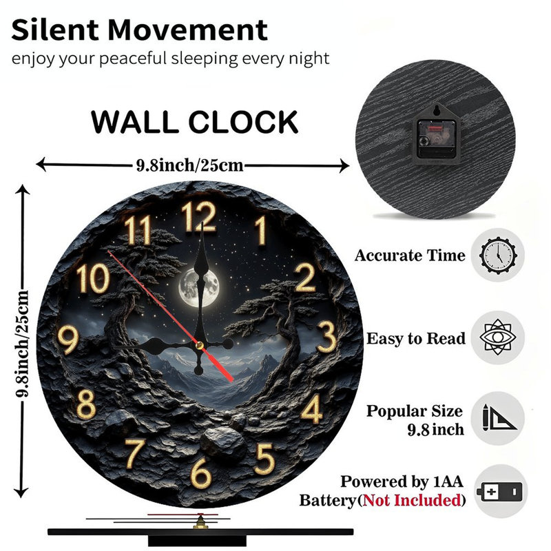 Stone Mountain Moonlit Night Wall Clock