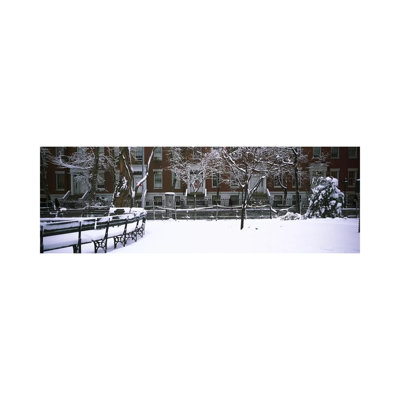 Snowcapped Benches In A Park, Washington Square Park, Manhattan, New York City, New York State, USA #2 by Panoramic Images - Panoramic Gallery-Wrapped Canvas Giclée on Canvas