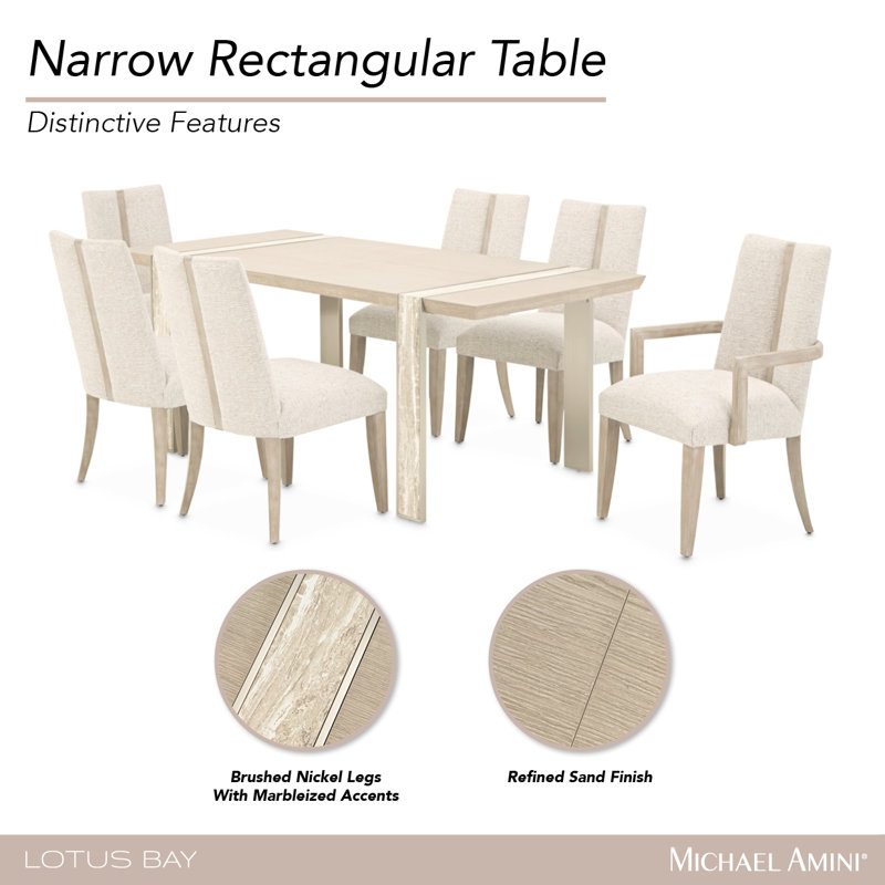 Lotus Bay Narrow Rectangular Dining Table - Sand, 30"H x 76"L x 36"W