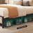Soft beige upholstered platform bed frame, bedroom queen size bed foundation with built-in charging station and metal slat support, no box spring needed