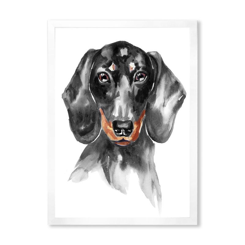 Sweepy The Dachshund I - on, Impression blanche sur toile encadrée, H 40 po x l 30 po x P 1,5 po